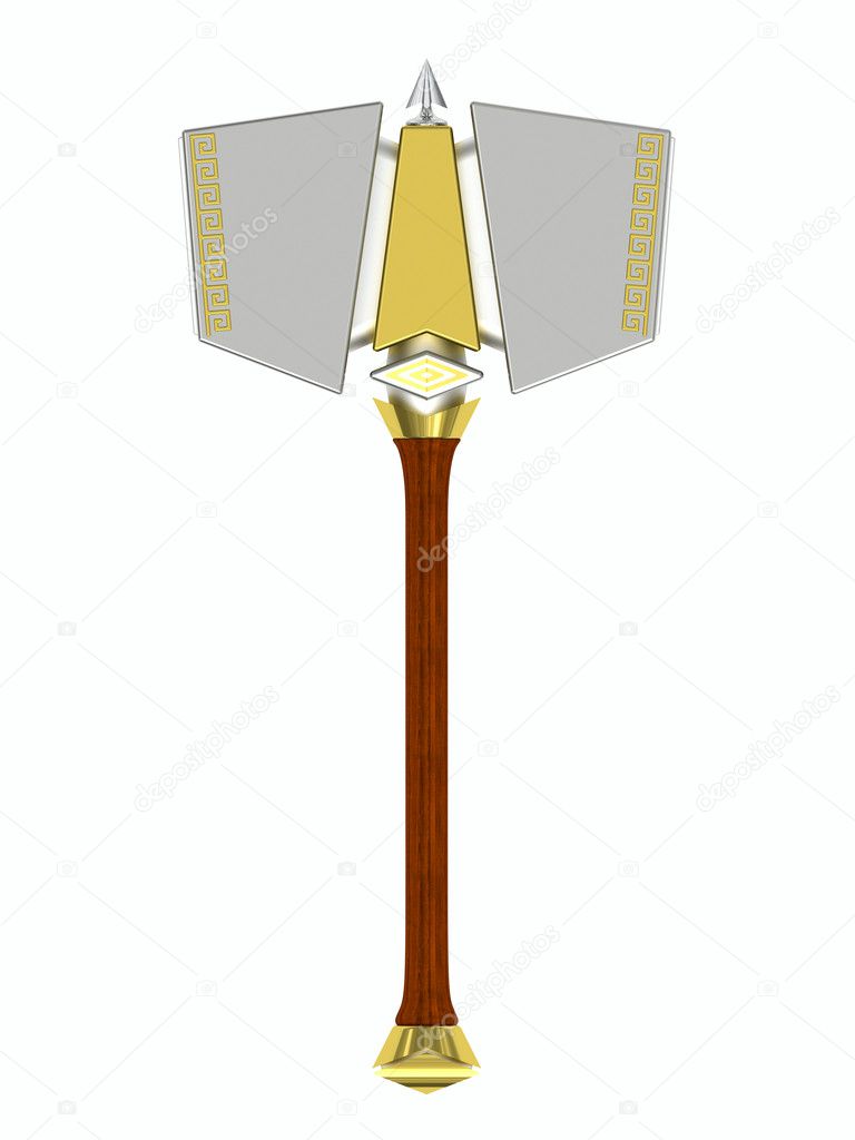 Ancient hammer isolated on white background