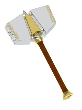 3D ancient hammer isolated on white background clipart