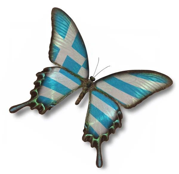 Grecia bandiera sulla farfalla — Foto Stock