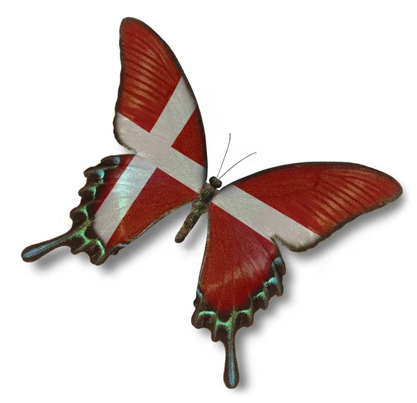 Denmark flag on butterfly — Stock Photo, Image
