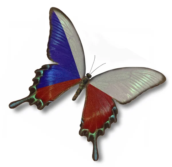 Tsjechië vlag op vlinder — Stockfoto