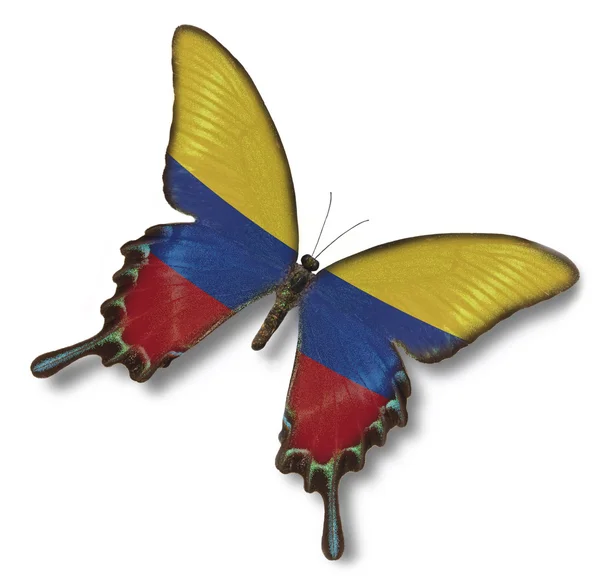 Флаг Колумбии на бабочке — стоковое фото
