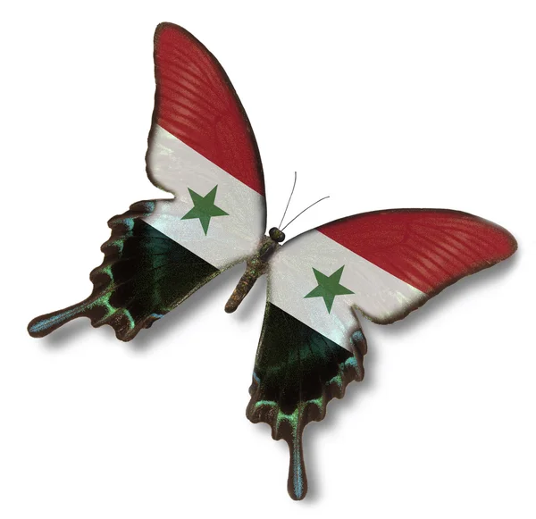 Syrienfahne auf schmetterling — Stockfoto