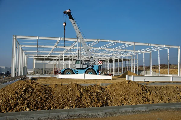 Construction site of modern warehouse — Stock Photo, Image