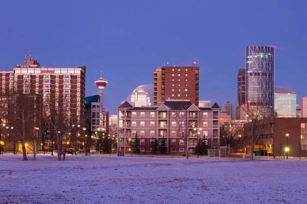 Calgary downtown bij zonsopgang, alberta, canada — Stockfoto