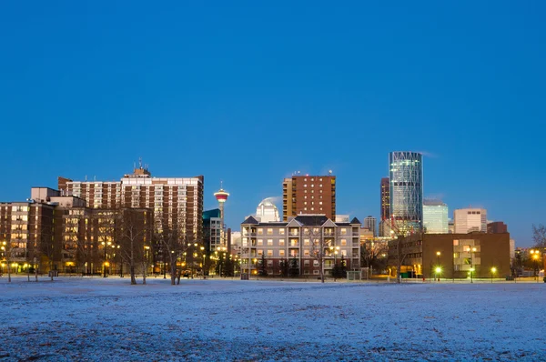 Calgary στο κέντρο της πόλης σε Ανατολή του ηλίου, Αλμπέρτα, Καναδάς — Φωτογραφία Αρχείου