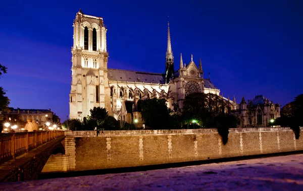 ノートルダム ノートルダム大聖堂の夜景・ ド ・ パリ — ストック写真