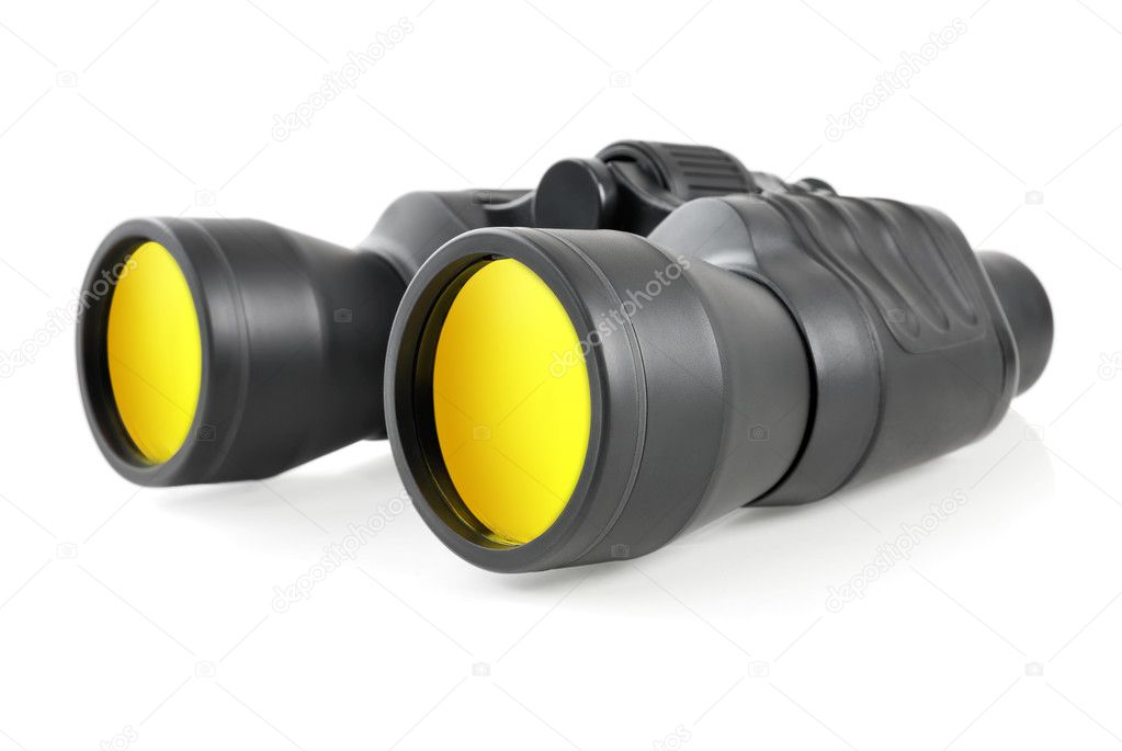 Modern binoculars on white