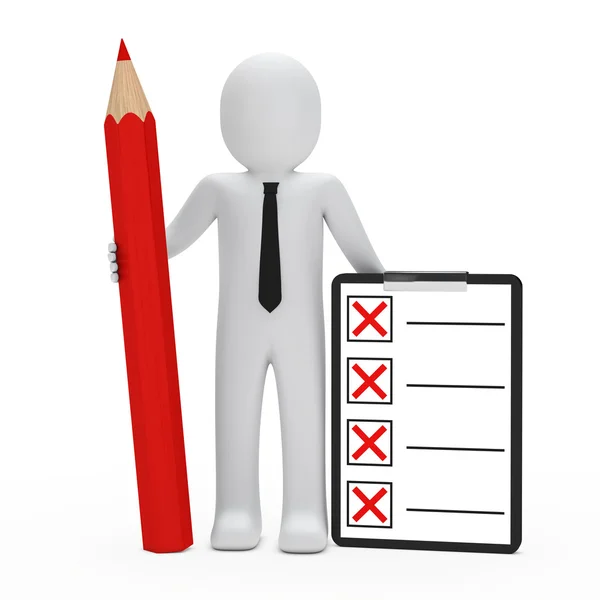 Businessman hold pencil checklist — Stock Photo, Image