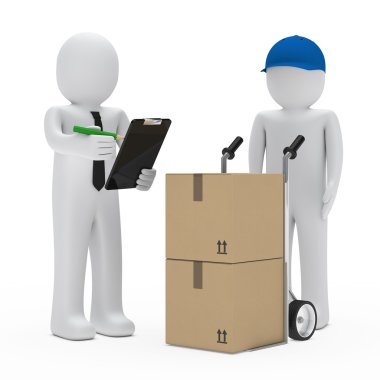 Businessman package delivery clipart