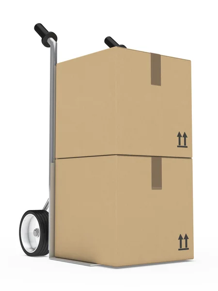 Hand truck package — Stock Photo, Image