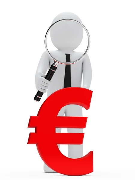 Affärsman förstoringsglas euro — Stockfoto