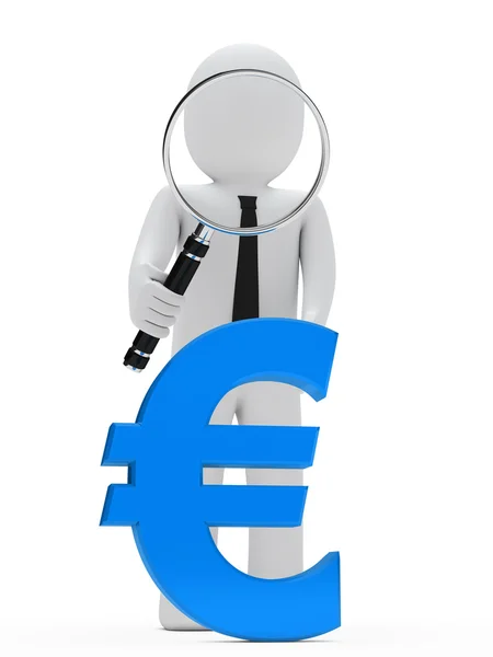 Affärsman förstoringsglas euro — Stockfoto