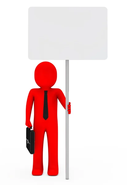 Businessman hold signboard — Stock Photo, Image