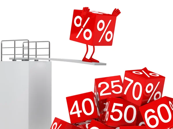 Sale cube figure jump — Stock Photo, Image