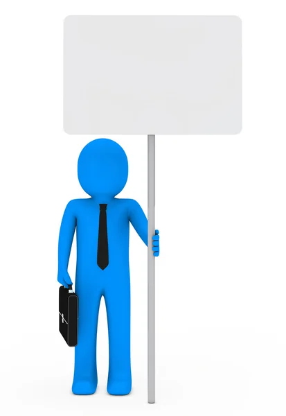 Businessman hold signboard — Stock Photo, Image
