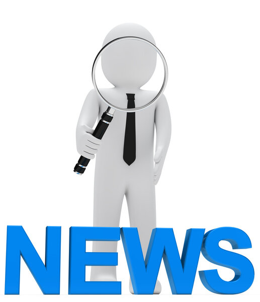Businessman magnifying glass news