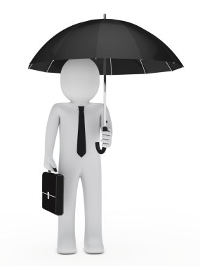 Businessman hold black umbrella clipart