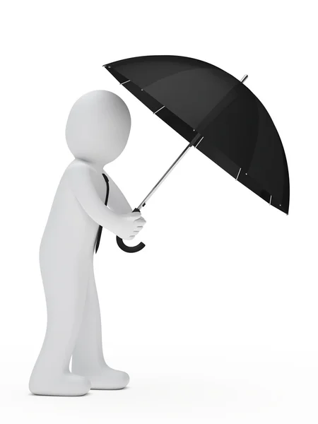 Бізнесмен тримає чорну парасольку — стокове фото