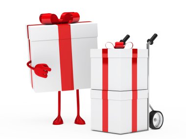 Gift figure hand truck clipart