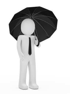 Businessman hold black umbrella clipart