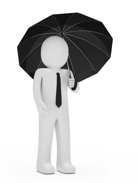 Geschäftsmann mit schwarzem Regenschirm — Stockfoto