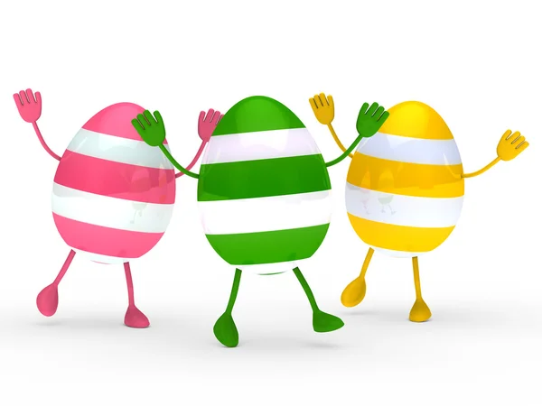 Colorful eggs go and wave — Stock Photo, Image