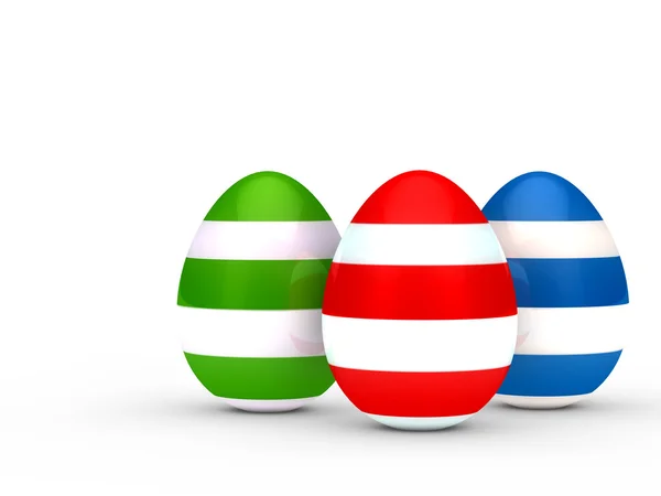 Tři barevné vejce — Stock fotografie