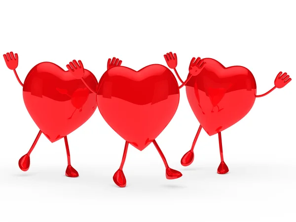 Brilhante vermelho Valentim corações onda — Fotografia de Stock