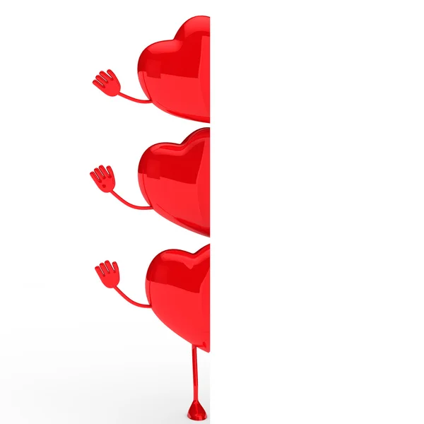 Parlak kırmızı valentine kalpler dalga — Stok fotoğraf