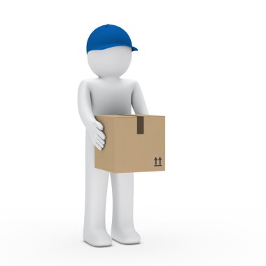 Man with brown package clipart