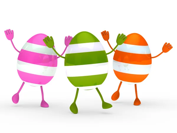Colorful eggs go and wave — Stock Photo, Image