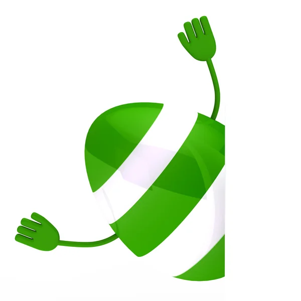 Zielona Pisanka fali ręce — Zdjęcie stockowe