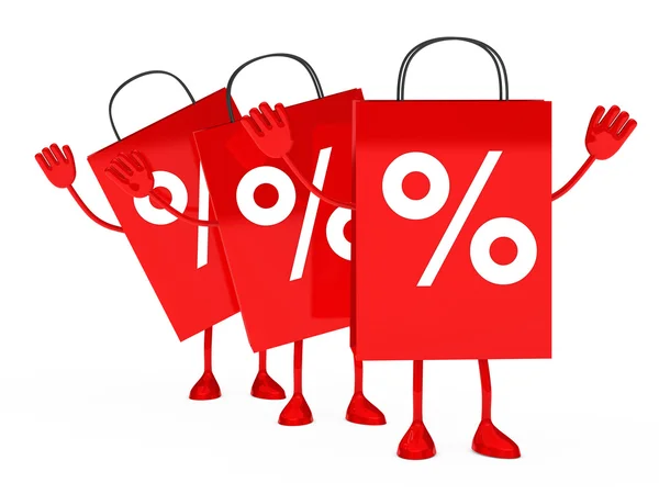 Červený prodej procenta tašky vlna — Stock fotografie