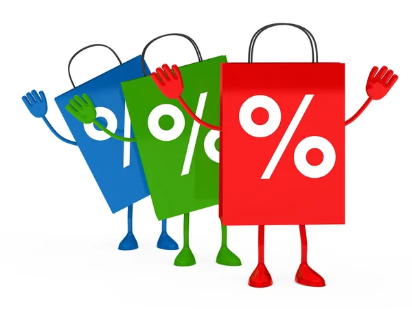 Colorful sale percent bags wave — Stock Photo, Image