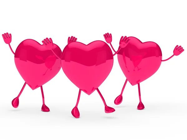 Parlak pembe valentine kalpler dalga — Stok fotoğraf