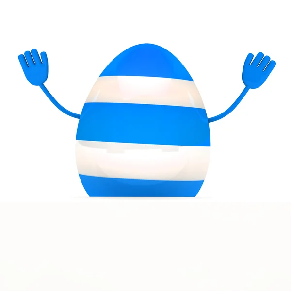 Blue easter egg wave hands — Stock Photo, Image