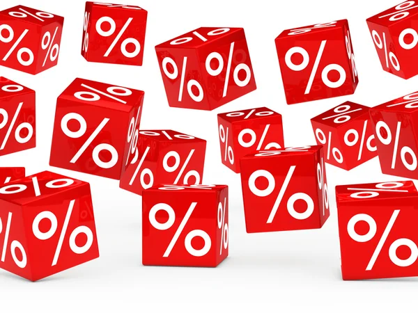 Red eladó százalékos kocka — Stock Fotó