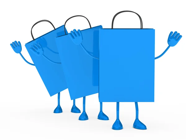 Blaue Verkaufspakete winken — Stockfoto
