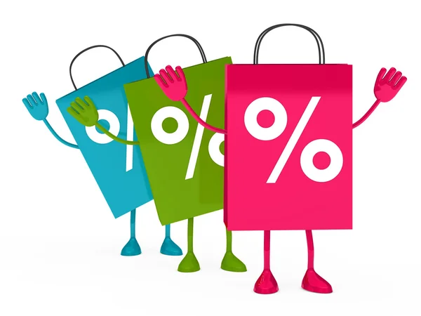 Färgglada försäljning procent väskor våg — Stockfoto