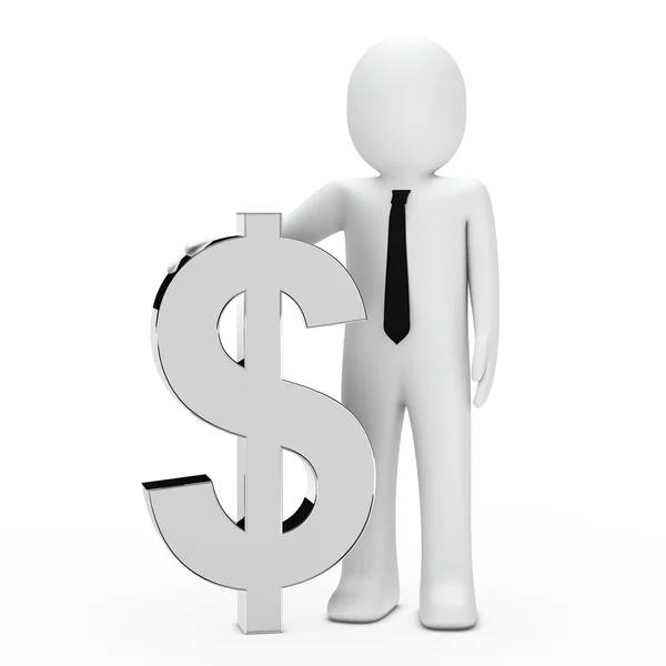 Podnikatel drží dolar — Stock fotografie
