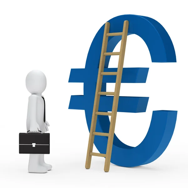 Business man stege euro blå — Stockfoto