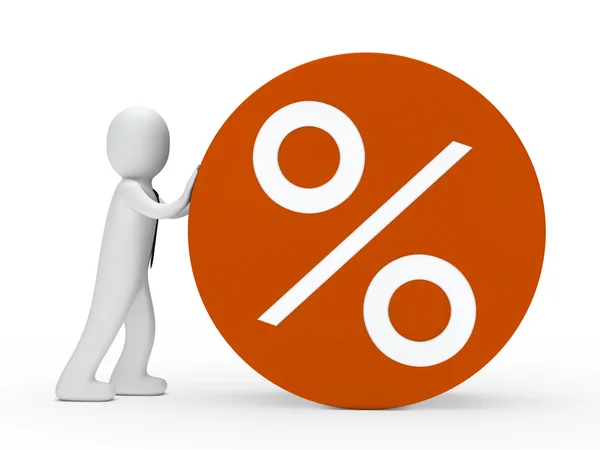 Man roll oranje percentage cirkel — Stockfoto