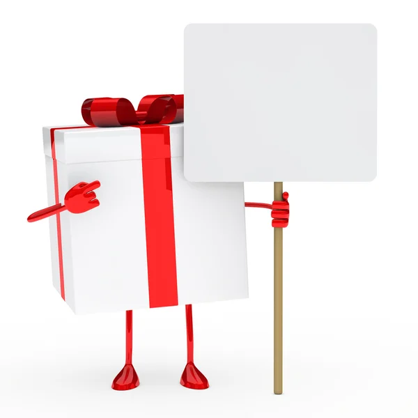 Red white gift box billboard — Stock Photo, Image