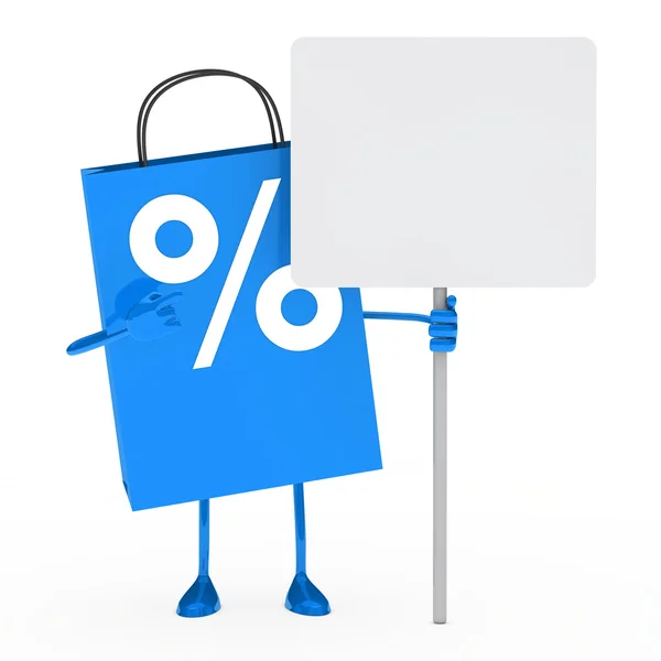 Синій відсоток продажу сумки — стокове фото