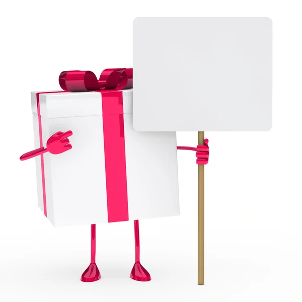 Billboard rosa caja de regalo blanca —  Fotos de Stock