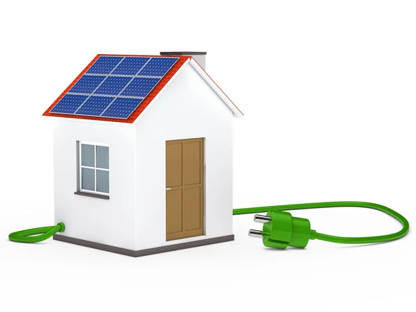 Solar house with plug — Stock Photo, Image