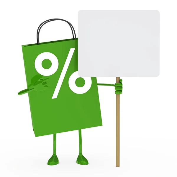 Groene percentage verkoop tas — Stockfoto