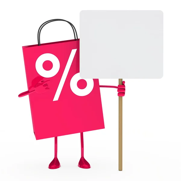 Pink percent sale bag — Stock Photo, Image