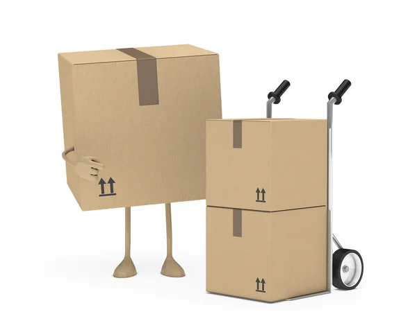 Package figur and hand truck — Stock Photo, Image